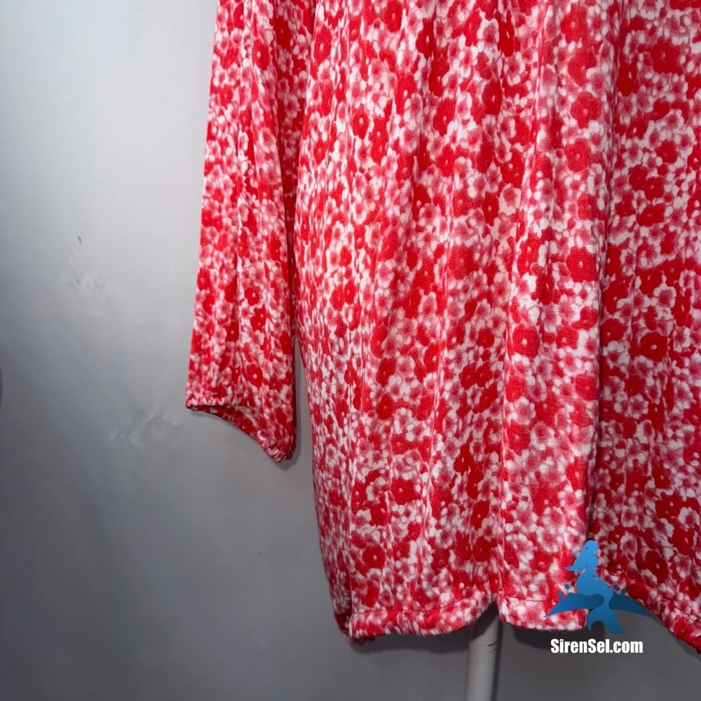 1138 MICHAEL Michael Kors Tunic Top – Size 3X – Red White Floral